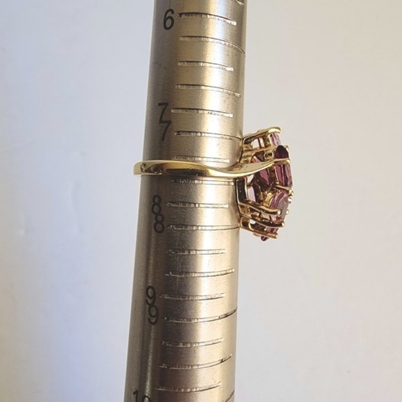 Vintage 14K Cocktail Ring Faux Amethyst Mob Wife Gold Electroplate Plated 7.5 - Picture 5 of 5